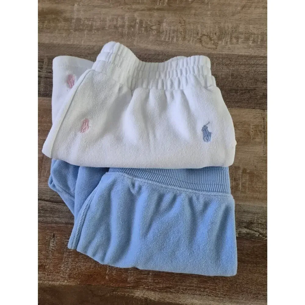 Polo Ralph Lauren Girls Shorts Bundle Size 8-10  Blue White 2pc Set.